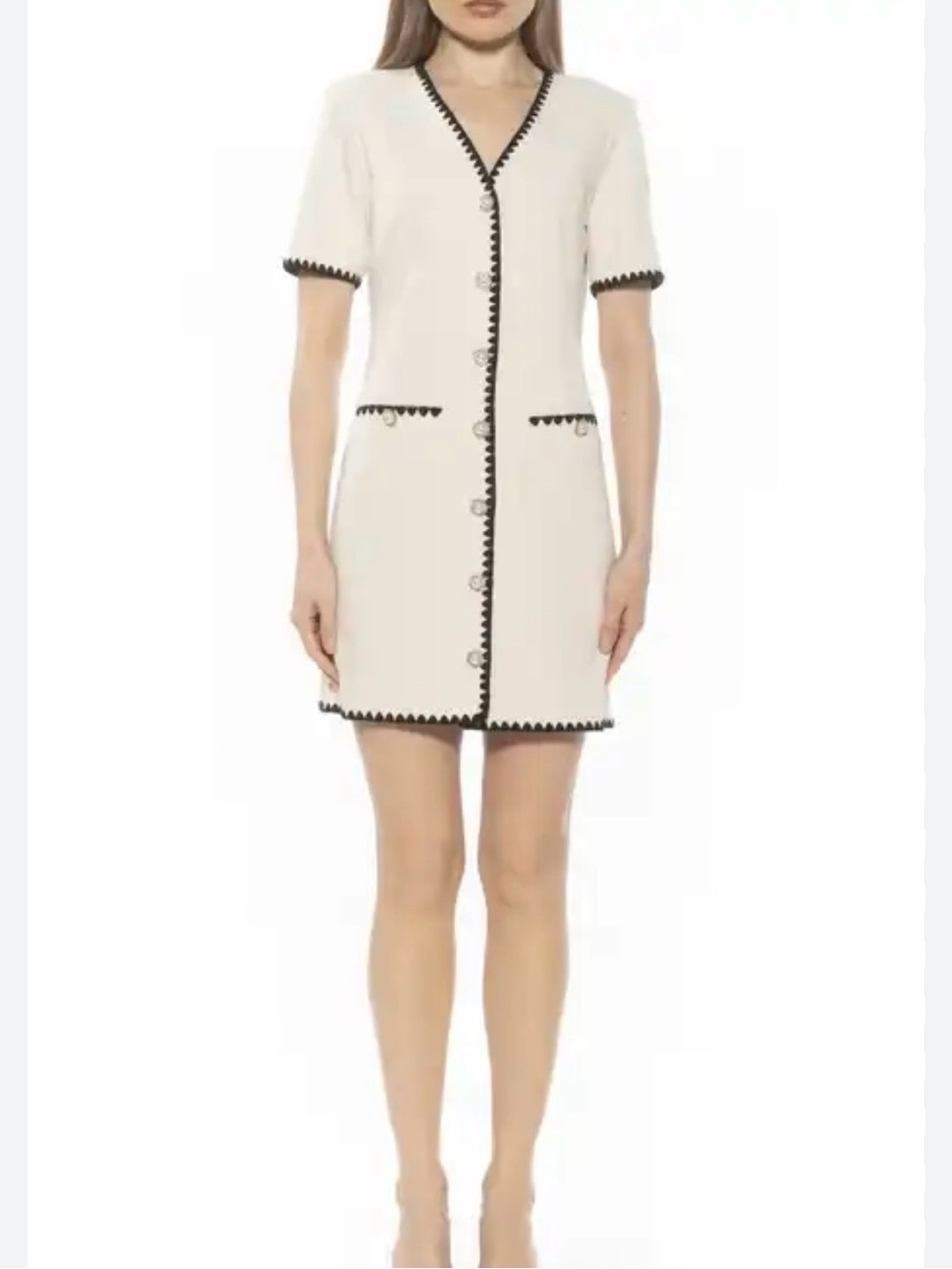Alexia Admor Cream Mini Dress with Black Trim